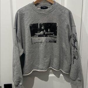 Forever 21 Gray Marilyn Monroe Cropped Graphic Sweatshirt, Size 2XL